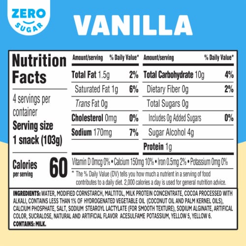 Jell-O Vanilla Sugar Free Pudding Cups Snack Perspective: top