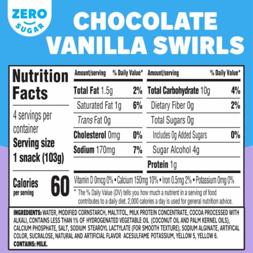 Jell-O Chocolate Vanilla Swirls Sugar Free Pudding Cups Snack Perspective: top