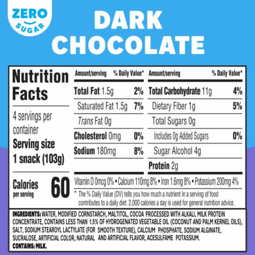 Jell-O Dark Chocolate Sugar Free Pudding Cups Snack Perspective: top