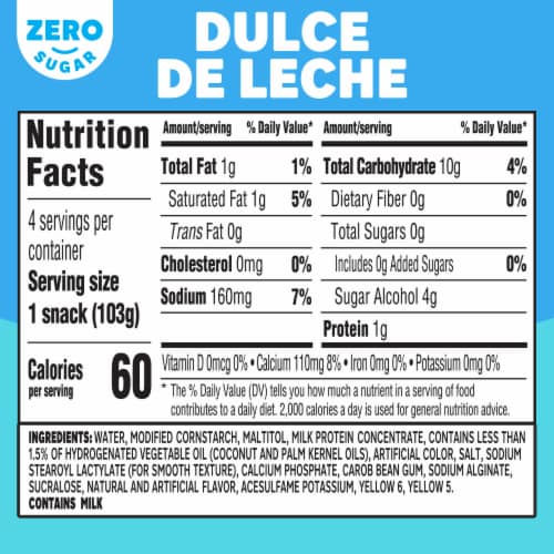 Jell-O Dulce de Leche Sugar Free Pudding Cups Snack Perspective: top