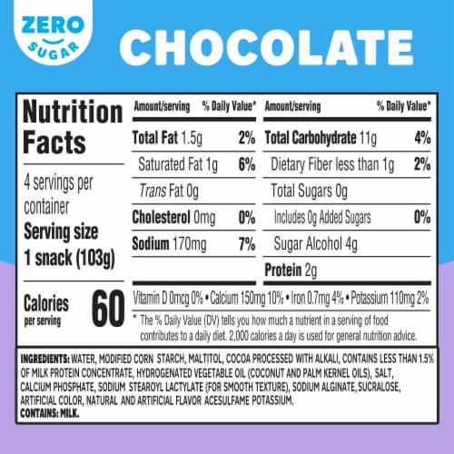 Jell-O Chocolate Sugar Free Pudding Cups Snack Perspective: top