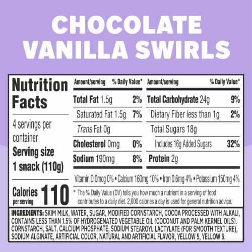 Jell-O Original Chocolate Vanilla Swirls Pudding Cups Snack Perspective: top