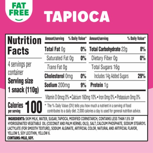Jell-O Tapioca Fat Free Pudding Cups Snack Perspective: top
