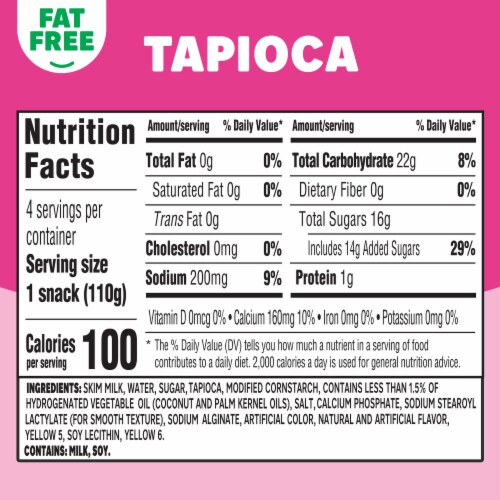 Jell-O Tapioca Fat Free Pudding Cups Snack Perspective: top