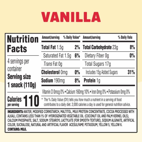 Jell-O Original Vanilla Pudding Cups Snack Perspective: top