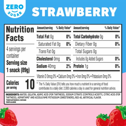 Jell-O Strawberry Sugar Free Jello Cups Gelatin Snack Perspective: top