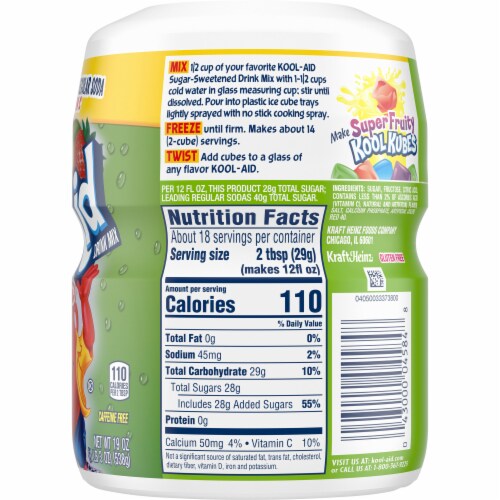 Kool-Aid Sugar-Sweetened Strawberry Kiwi Artificially Flavored Powdered Soft Drink Mix Perspective: top