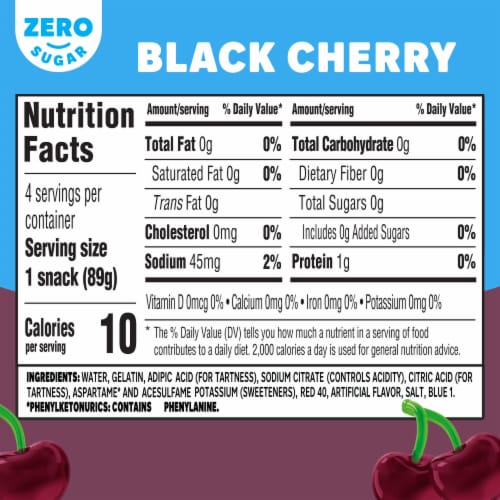 Jell-O Black Cherry Sugar Free Jello Cups Gelatin Snack Perspective: top