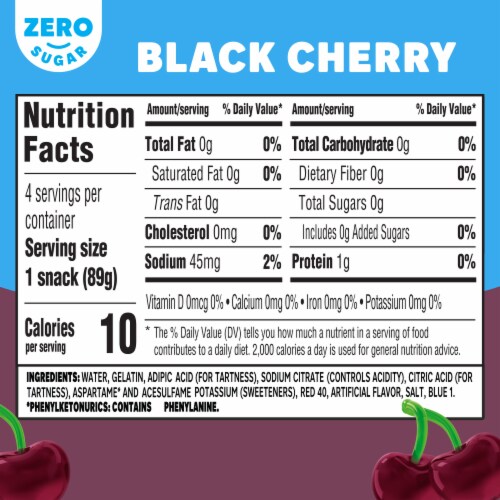 Jell-O Black Cherry Sugar Free Jello Cups Gelatin Snack Perspective: top