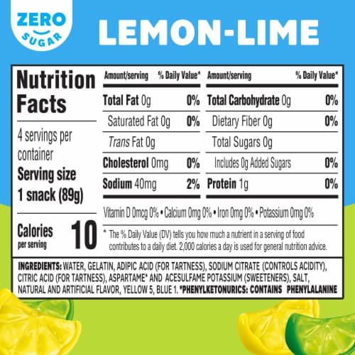 Jell-O Lemon-Lime Sugar Free Jello Cups Gelatin Snack Perspective: top