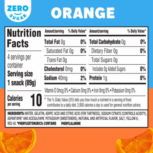 Jell-O Orange Sugar Free Jello Cups Gelatin Snack Perspective: top