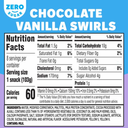 Jell-O Chocolate Vanilla Swirls Sugar Free Pudding Cups Snack Value Pack Perspective: top