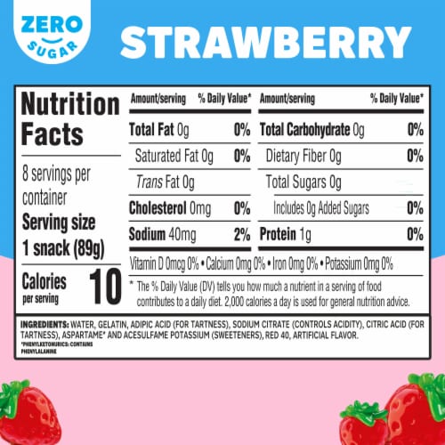 Jell-O Strawberry Sugar Free Jello Cups Gelatin Snack Value Pack Perspective: top