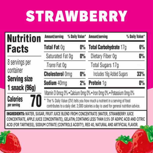 Jell-O Original Strawberry Jello Cups Gelatin Snack Value Pack Perspective: top
