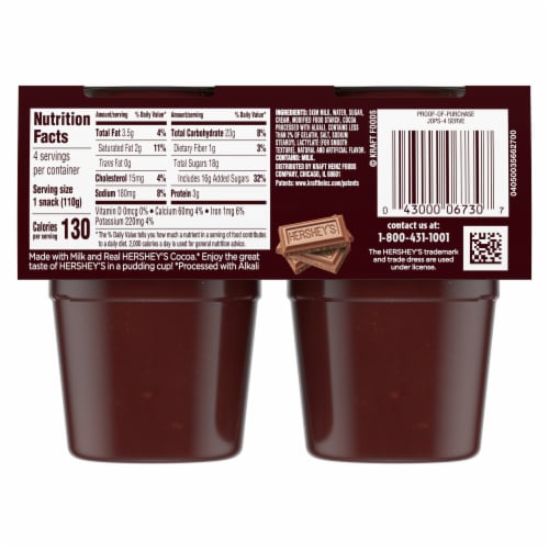 Hershey's Chocolate Ready-to-Eat Pudding Cups Snack with Milk & Real Cocoa, Cups Perspective: top