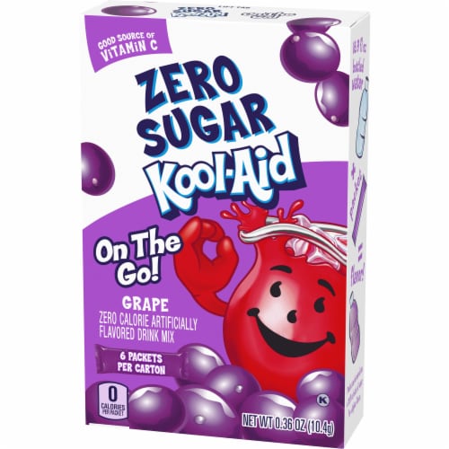 Kool Aid Zero Sugar Grape Purple Powdered Soft Drink Mix On the Go Packets Perspective: top