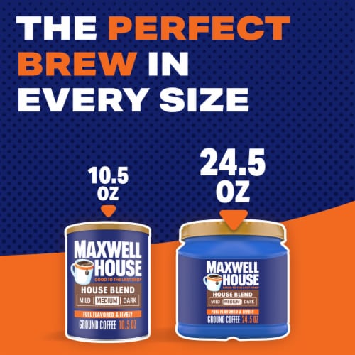 Maxwell House House Blend Medium Roast Ground Coffee, Canister Perspective: top