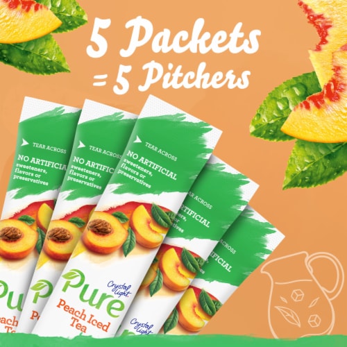 Crystal Light Pure Peach Iced Tea Naturally Flavored Powdered Drink Mix Perspective: top