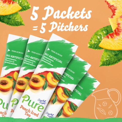 Crystal Light Pure Peach Iced Tea Naturally Flavored Powdered Drink Mix Perspective: top
