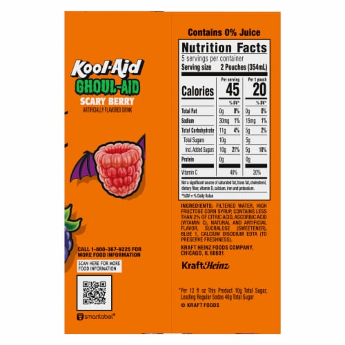 Kool Aid Ghoul-Aid Scary Berry Kids Drink Juice Box Pouches Perspective: top