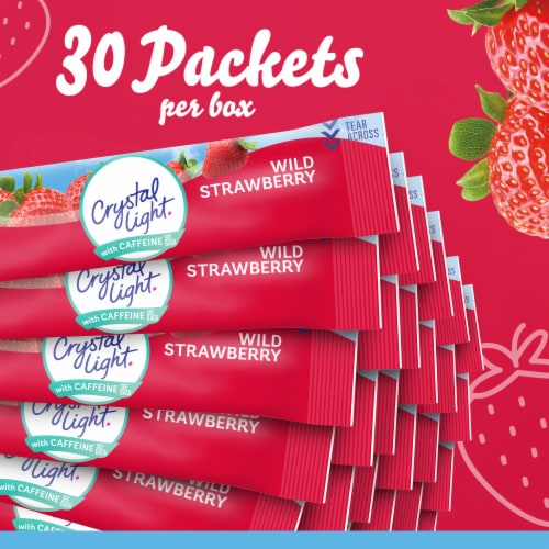 Crystal Light Zero Sugar Caffeinated Sugar Wild Strawberry Drink Mix Packets Perspective: top