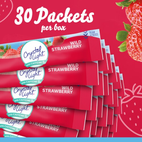 Crystal Light Zero Sugar Caffeinated Sugar Wild Strawberry Drink Mix Packets Perspective: top