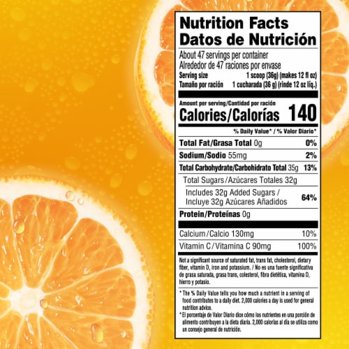 Tang Orange Naturally Flavored Powdered Soft Drink Mix Perspective: top