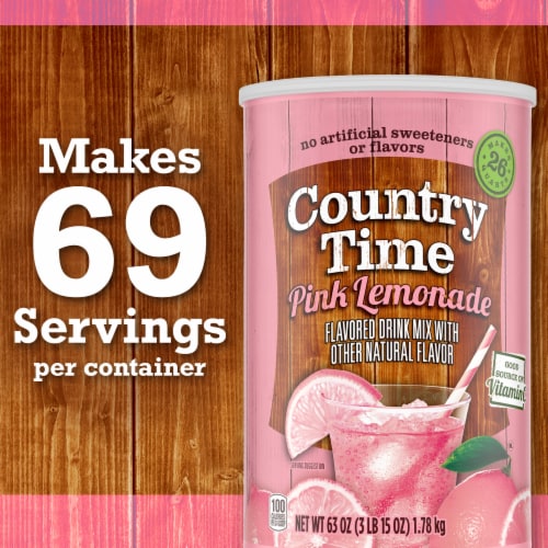Country Time Pink Lemonade Naturally Flavored Powdered Drink Mix, Canister Perspective: top