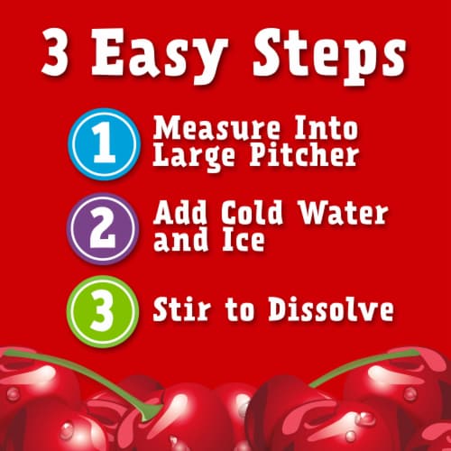 Kool-Aid Sugar-Sweetened Cherry Artificially Flavored Powdered Soft Drink Mix Perspective: top