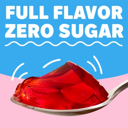 Jell-O Strawberry Artificially Flavored Zero Sugar Low Calorie Gelatin Dessert Mix, Box Perspective: top