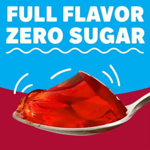 Jell-O Cherry Artificially Flavored Zero Sugar Low Calorie Gelatin Dessert Mix, Box Perspective: top