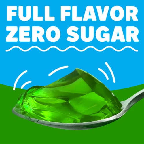 Jell-O Lime Artificially Flavored Zero Sugar Low Calorie Gelatin Dessert Mix, Box Perspective: top