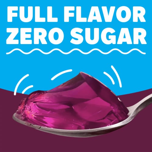 Jell-O Black Cherry Artificially Flavored Zero Sugar Low Calorie Gelatin Dessert Mix, Box Perspective: top