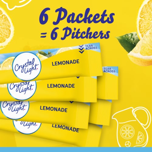 Crystal Light Lemonade Sugar Free Caffeine Free Powder Drink Mix Pitcher Packets Perspective: top