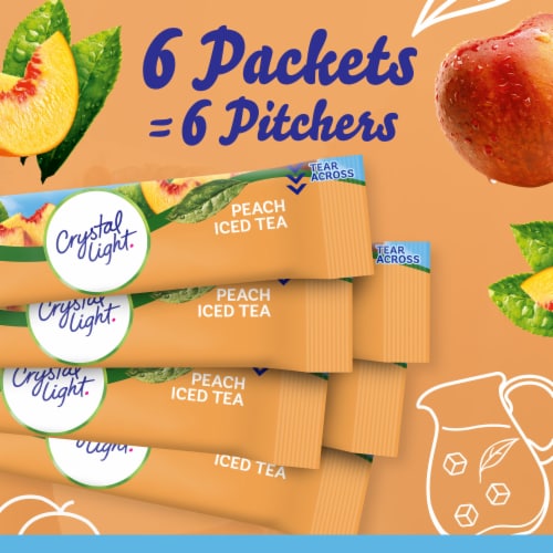 Crystal Light Zero Sugar Peach Iced Tea Drink Mix Packets Perspective: top