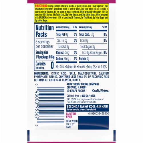 Kool Aid Unsweetened Black Cherry Red Powdered Soft Drink Mix Packet Perspective: top