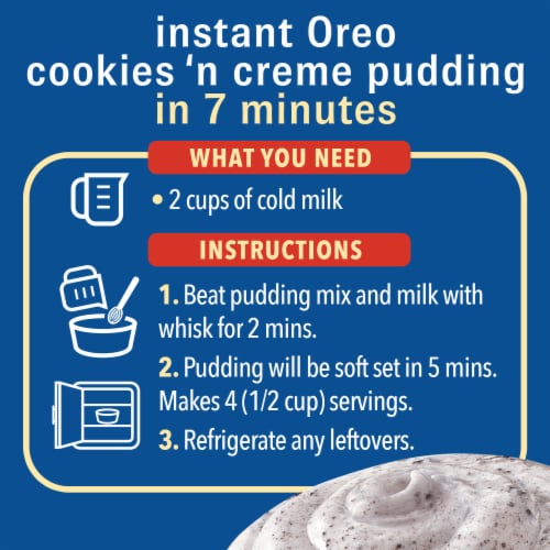 Jell-O Oreo Cookies 'n Creme Instant Pudding & Pie Filling Mix, Box Perspective: top