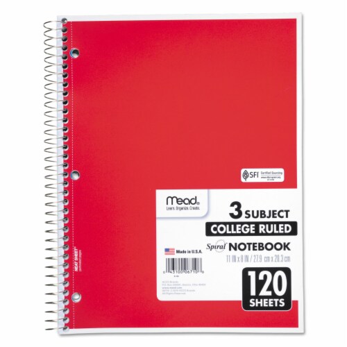 Mead® Three Subject College Ruled Notebook - Assorted Perspective: top