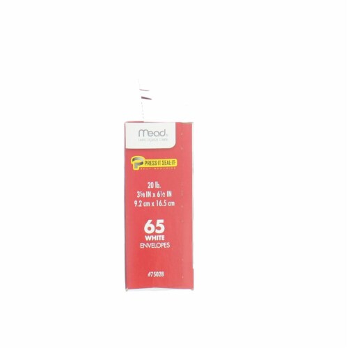 Mead Press-It Seal-It White Envelopes, 3.625in X 6.5in, #6.75, 65 Ct Perspective: top