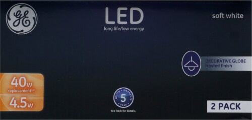 GE LED 4.5-Watt (40-Watt) Decorative Globe G25 Soft White Light Bulbs Perspective: top