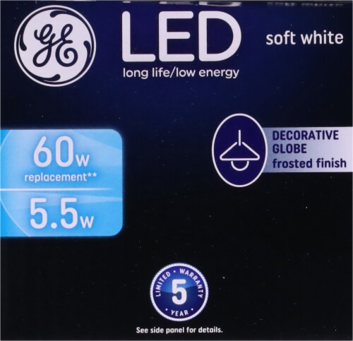 GE 6.5-Watt (60-Watt) Decorative Globe Soft White LED G25 Light Bulb Perspective: top
