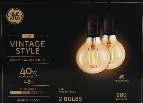 GE LED Vintage Style Light Bulbs Perspective: top