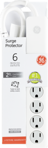 GE 4-Outlet and Dual USB Charging Surge Protector - White Perspective: top
