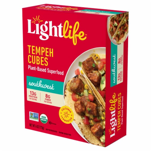 Lightlife Southwest Tempeh Cubes Plant-Based Vegan Protein Perspective: top