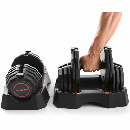 Weider Select A Weight Adjustable 50 Pound Dumbbell Pair with Rack