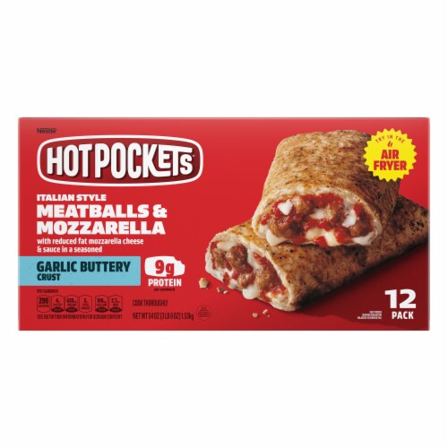 Hot Pockets Italian Style Meatballs & Mozzarella Garlic Buttery Crust Frozen Sandwiches Perspective: top