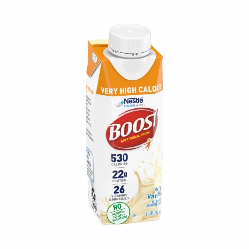 Nestle Boost Very High Calorie Complete Nutritional Drink Very Vanilla 8 oz 24 Ct Perspective: top