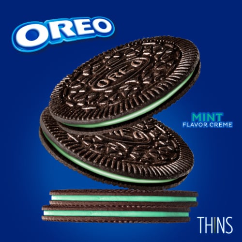 Oreo Thins Mint Flavored Creme Chocolate Sandwich Cookies Family Size Perspective: top