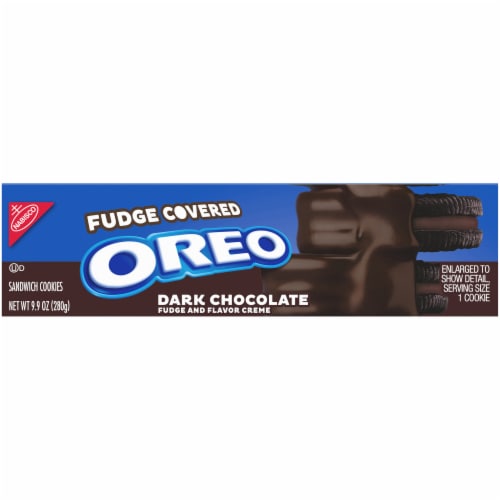 Oreo Fudge Covered Dark Chocolate Sandwich Cookies Perspective: top