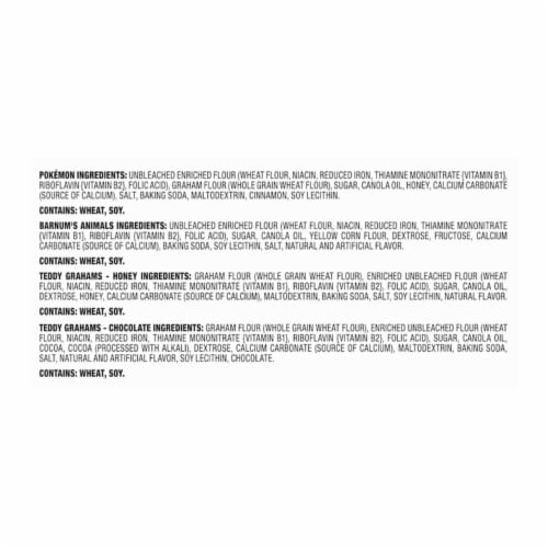 Pokemon, Honey & Chocolate Teddy Grahams, Barnums Animal Crackers (40 Count) Perspective: top